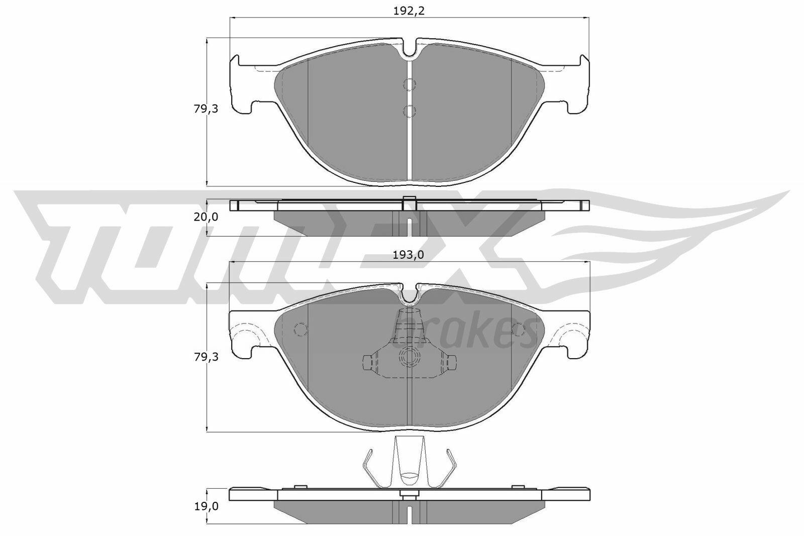 Sada brzdových destiček, kotoučová brzda TOMEX Brakes